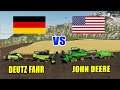 Farming Simulator 19: DEUTZ FAHR vs JOHN DEERE! 2 in 1 HARVESTING COMPARISON!!