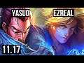 YASUO & Bard vs EZREAL & Pyke (ADC) | 4.0M mastery, 7/1/5, 800+ games, Godlike | EUW Master | v11.17
