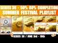 FH4 SUMMER 36 FESTIVAL PLAYLIST 80% HOW TO COMPLETE SUMMER 36 PR STUNTS THE BRIDGE HOUSE SPEED ZONE
