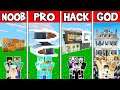 Minecraft: MODERN HOUSE BUILD CHALLENGE - NOOB vs PRO vs HACKER vs GOD in Minecraft Animation