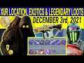 XUR Location, Exotics & Legendary Loots December 3rd, 2021 (Destiny 2 Season 15)