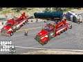 GTA 5 Real Life Mod #167 Two Heavy Duty Wreckers Lifting A Semi Truck That Fell Off Of A Bridge
