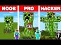 Minecraft NOOB vs PRO vs HACKER: CREEPER STATUE HOUSE BUILD CHALLENGE / Animation