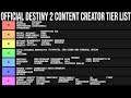 Destiny 2 Content Creator Tier List