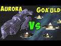 STARGATE - Ancient Aurora Battleship Vs many Goa'uld Hat'aks - Space Battles