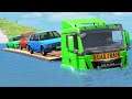 Transporter Truck Car Rescue (cars vs deep water) - BeamNG.drive