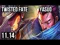 TWISTED FATE vs YASUO (MID) | 3/0/6, 400+ games, 900K mastery | KR Diamond | v11.14