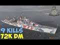 World of WarShips | Fiji | 9 KILLS | 72K Damage -  Replay Gameplay 4K 60 fps
