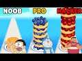 NOOB vs PRO vs HACKER In PanCake Run || With Nobita Doraemon Gian Suneo || Funny Game 😂😂