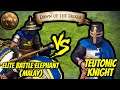 200 (Malay) Elite Battle Elephants vs 182 Elite Teutonic Knights (Total Resources) | AoE II: DE