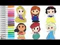 Disney Princess Coloring Book Compilation as Ooshies Anna Elsa Ariel Moana Rapunzel and Snow White