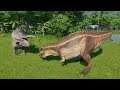 Acrocanthosaurus VS Triceratops Herd - Jurassic World Evolution