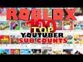 🔴 TOP 100 ROBLOX YOUTUBER SUB COUNTS LIVE