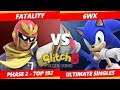Glitch 8 SSBU - Fatality (Captain Falcon) Vs. 6WX (Sonic) Smash Ultimate Tournament Top 192