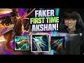 FAKER FIRST TIME PLAYING NEW CHAMPION AKSHAN!🔥 - T1 Faker Plays Akshan Mid vs Lucian!