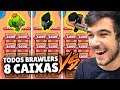 QUAL DESTRÓI PRIMEIRO?! TODOS OS BRAWLERS VS. 8 CAIXAS NO BRAWL STARS!!