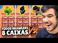 QUAL DESTRÓI PRIMEIRO?! TODOS OS BRAWLERS VS. 8 CAIXAS NO BRAWL STARS!!