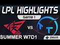 RW vs TT Highlights Game 1 LPL Summer Season 2021 W7D1 Rogue Warriors vs ThunderTalk Gaming by Onivi