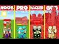 Minecraft Battle: TNT BLOCK BASE HOUSE BUILD CHALLENGE - NOOB vs PRO vs HACKER vs GOD / Animation