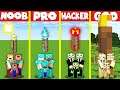 Minecraft Battle: INSIDE TORCH BASE HOUSE BUILD CHALLENGE - NOOB vs PRO vs HACKER vs GOD / Animation
