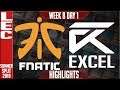 FNC vs XL Highlights | LEC Summer 2019 Week 8 Day 1 | Fnatic vs Excel Esports