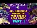 ALL BEHEMOTH MATERIALS, PART BREAKS & DROPS Part 1 - Dauntless Patch 0.8.1