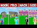 Minecraft: RAINBOW HOUSE BUILD CHALLENGE - NOOB vs PRO vs HACKER vs GOD in Minecraft Animation