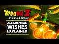 DRAGON BALL Z KAKAROT | All Shenron Wishes Explained - Free Money & Orbs!