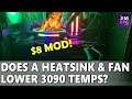 Testing RTX 3090: How low will the vram temps go with this $8 heatsink and fan mod?