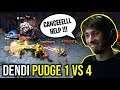 LIVE DENDI PUDGE 1 VS 4..!! Most Fun Steam Pudge Dendi Trolling with Cancel 7.22 | Dota 2